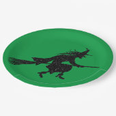 グリッターウィッチシルエットハロウィーン ペーパープレート (アングル)