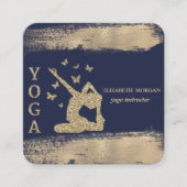 グリッターウィメンシルエットフェイク金ゴールドブラシストローク スクエア名刺 (正面)