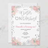 グリッターウィンターワンダーランドスノー誕生日招待状 招待状 (正面)