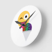 グリッターウインク絵文字 ラウンド壁時計 (傾斜)
