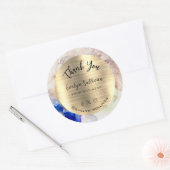 グリッターウォーターカラーゴールドフォイルエレガントサンキュー ラウンドシール (封筒)