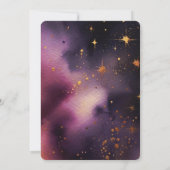 グリッターウォーターカラーパープルとゴールドの花の結婚式 招待状 (裏面)