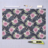 グリッターウォーターカラーピンクブルーフローラグガーリーラム 薄葉紙 (クラフト)