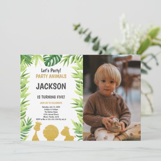 グリッターウッドランド動物の招待状と写真 招待状 (スタンド正面)