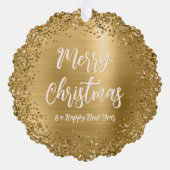 グリッターエッジファミリーフォトメリークリスマス オーナメントカード (裏面)