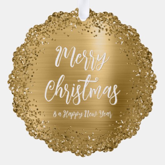 グリッターエッジファミリーフォトメリークリスマス オーナメントカード (裏面)