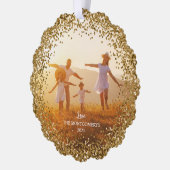グリッターエッジファミリーフォトメリークリスマス オーナメントカード (左)