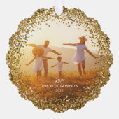 グリッターエッジファミリーフォトメリークリスマス オーナメントカード (正面)