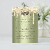 グリッターエフェクトドリップス大学院パーティーミントグリーン 招待状 (スタンド正面)