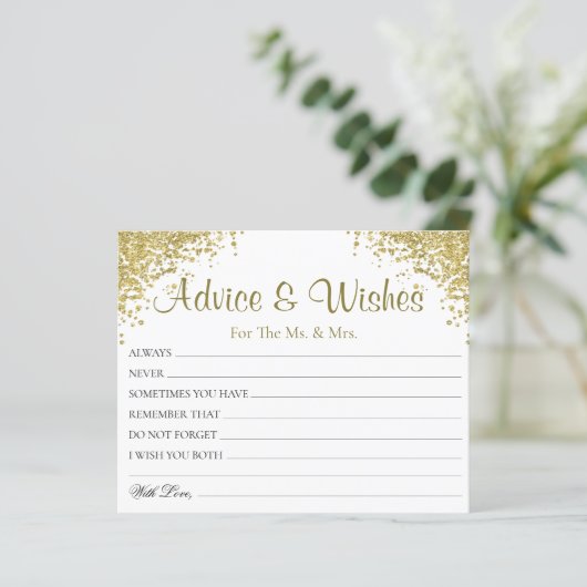 グリッターエレガントなウェディングアドバイスウィッシュカード (スタンド正面)
