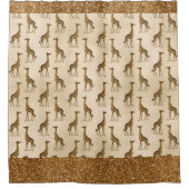 グリッターエレガントアニマルプリントヴィンテージシックスパークルズ シャワーカーテン (正面)