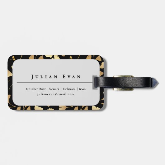 グリッターエレガントイチョウ金ゴールド葉 ラゲッジタグ (裏面横)