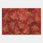 グリッターエレガントクリスマスツリーパターン ラッピングペーパーシート (正面2)