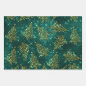 グリッターエレガントクリスマスツリーパターン ラッピングペーパーシート (正面2)