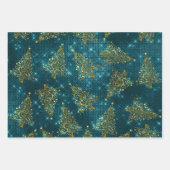 グリッターエレガントクリスマスツリーパターン ラッピングペーパーシート (正面)