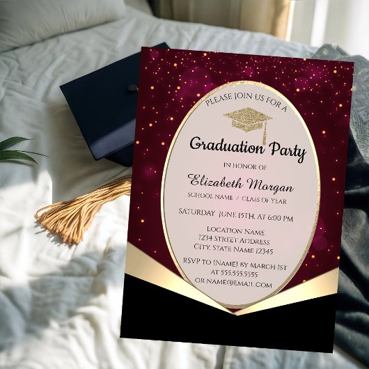 グリッターエレガントグラッドキャップ、紙吹雪卒業 招待状