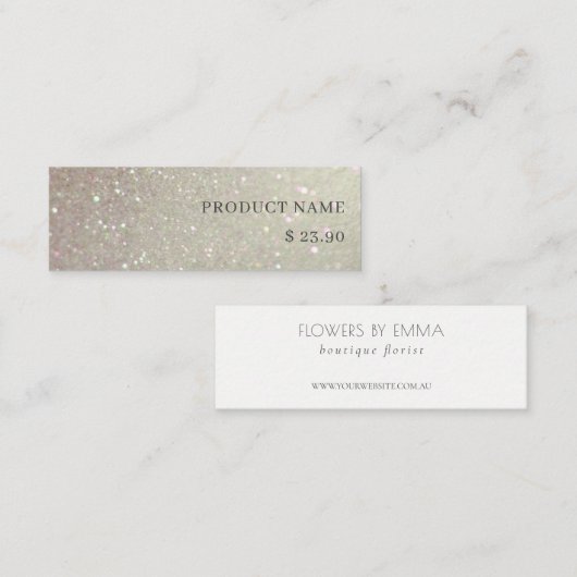 グリッターエレガントグリーンピンクアクアシャイニープライスラベル スキニー名刺 (正面/裏面)