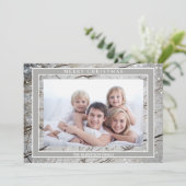 グリッターエレガントグレイ大理石フォトメリークリスマス シーズンカード (スタンド正面)