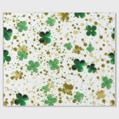 グリッターエレガントシャムロックグリーンと金ゴールド ラッピングペーパー (フラット)