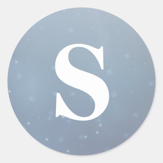 グリッターエレガントスノーフレークスモノグラム封筒用シール ラウンドシール (正面)