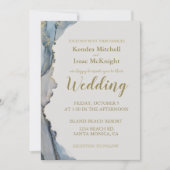 グリッターエレガントダスティブルー金ゴールド 招待状 (正面)