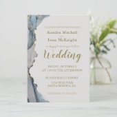 グリッターエレガントダスティブルー金ゴールド 招待状 (スタンド正面)