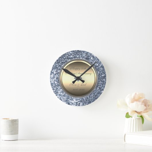 グリッターエレガントダ結婚イヤモンド50周年 ラウンド壁時計 (ホーム)