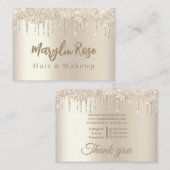 グリッターエレガントドリップシックなカスタマイズ可能シャンパン 名刺 (正面/裏面)