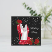 グリッターエレガントハイヒールレッドローズ誕生日2 招待状 (スタンド正面)