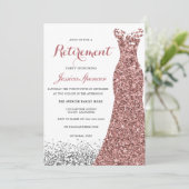 グリッターエレガントバラ金ゴールドドレス退職パーティー 招待状 (スタンド正面)