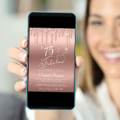 グリッターエレガントバラ金ゴールド75th誕生日パーティー 招待状