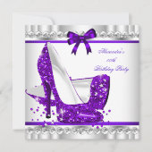 グリッターエレガントパープルグラマーハイヒールシルバー3c 招待状 (正面)