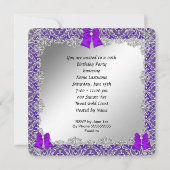 グリッターエレガントパープルスティレット誕生日パーティー 招待状 (裏面)