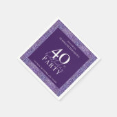 グリッターエレガントパープル40歳の誕生日パーティー スタンダードカクテルナプキン (角)