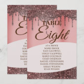 グリッターエレガントピンクの座席表8 8 8 招待状 (正面/裏面)