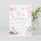 グリッターエレガントピンクオーネダーランドファースト誕生日 招待状 (スタンド正面)