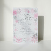 グリッターエレガントピンクリトルスノーフレーク赤ちゃんシャワー 招待状