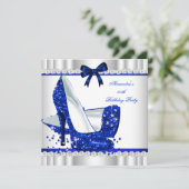 グリッターエレガントブルーグラマーハイヒールシルバー3b 招待状 (スタンド正面)