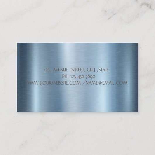 グリッターエレガントブロムメイドクリーニングハウスブルー 名刺 (裏面)