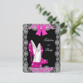 グリッターエレガントホットピンクスティレットファブラスパーティー 招待状 (スタンド正面)