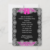 グリッターエレガントホットピンクスティレットファブラスパーティー 招待状 (裏面)