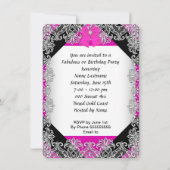 グリッターエレガントホットピンクスティレット誕生日パーティー4 招待状 (裏面)