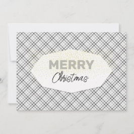 グリッターエレガントメリークリスマスタータンチェックグレーホワイト シーズンカード
