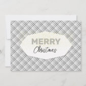 グリッターエレガントメリークリスマスタータンチェックグレーホワイト シーズンカード (正面)