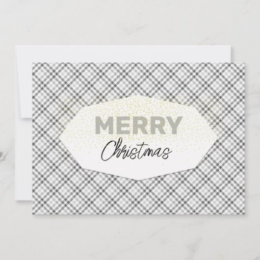 グリッターエレガントメリークリスマスタータンチェックグレーホワイト シーズンカード (正面)