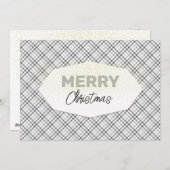 グリッターエレガントメリークリスマスタータンチェックグレーホワイト シーズンカード (正面/裏面)