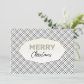 グリッターエレガントメリークリスマスタータンチェックグレーホワイト シーズンカード (スタンド正面)