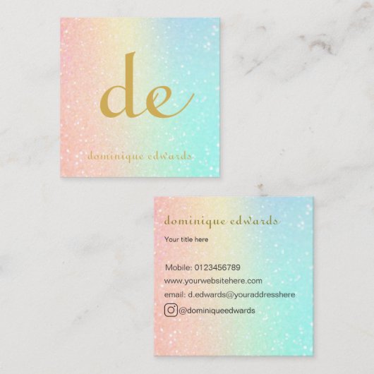 グリッターエレガントモダン金ゴールド化粧品広場 スクエア名刺 (正面/裏面)