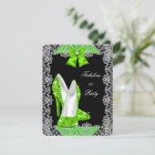 グリッターエレガントライムグリーンスティレットファブラスパーティー 招待状 (スタンド正面)