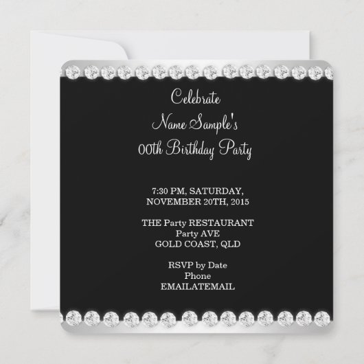 グリッターエレガントライムグリーンハートシューズ誕生日 招待状 (裏面)